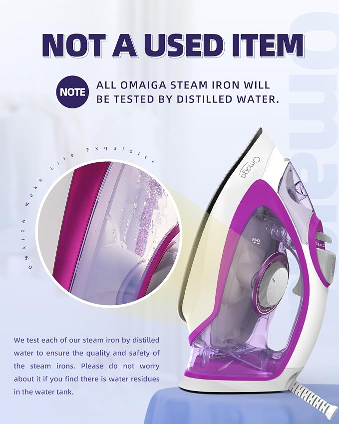 Steam Iron for Clothes, 1750W Iron - Image 9