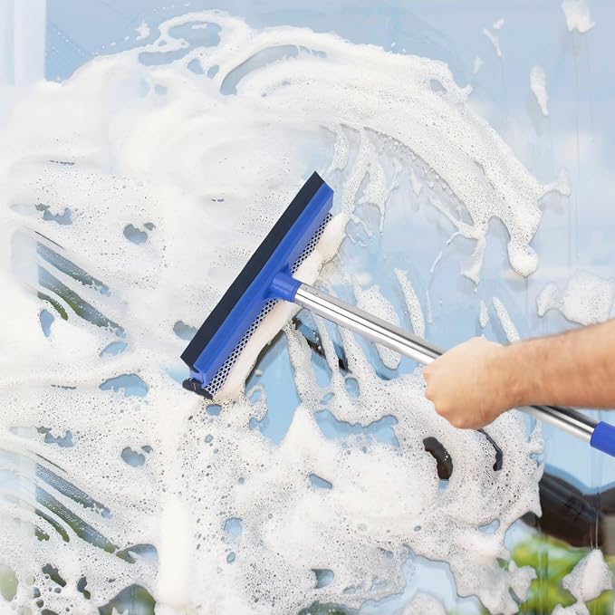 Window Squeegee for Home, 2-in-1 Glass Scrubber for Car Windshield Cleaning - Image 4