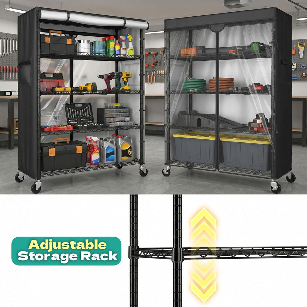 Wire Shelving Unit with 600D Oxford Cover & Wheels, 36"x18"x72&...
