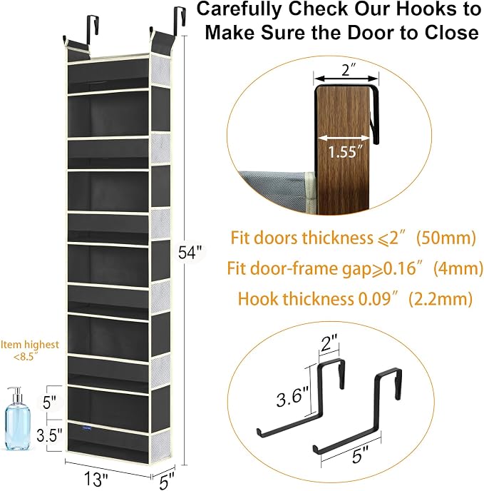 Over The Door Hanging Organizer 6-Shelves and 12 Side Pockets, Over The Door - Image 3