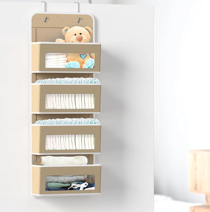 Simple Houseware 4 Clear Window Pocket Over Closet Door Storage Hanging - Image 4