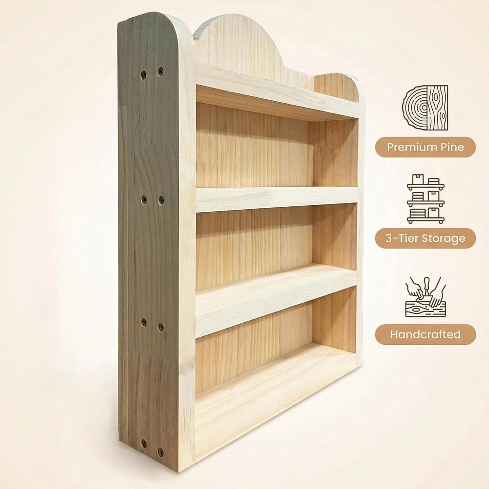 Wood Rack Shelf for Lenox Village Spice Jars 4-Tier Wall Mount Spice Rack for...