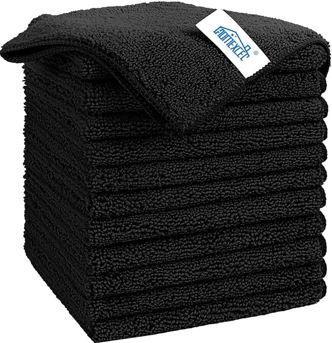 HOMEXCEL Black Microfiber Cleaning Cloth, 12 Pack Premium Microfiber Towels by HOMEXCEL
