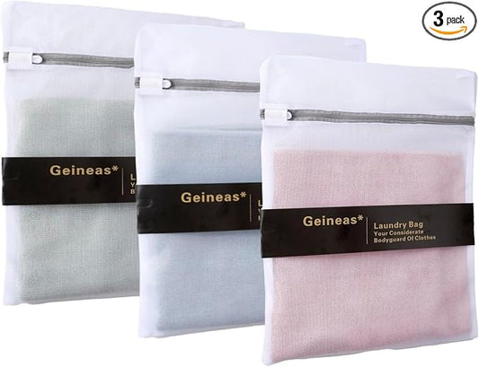 Lingerie Bags for Washing Delicates 3Pcs Mesh Laundry Bags Net Wash Bag for by GEINEAS