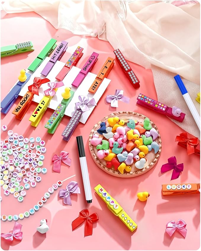 SF SOONEAT Cheer Pins for Backpack Cheer Stuff Kit 70 Colored Clothes Pins - Image 7