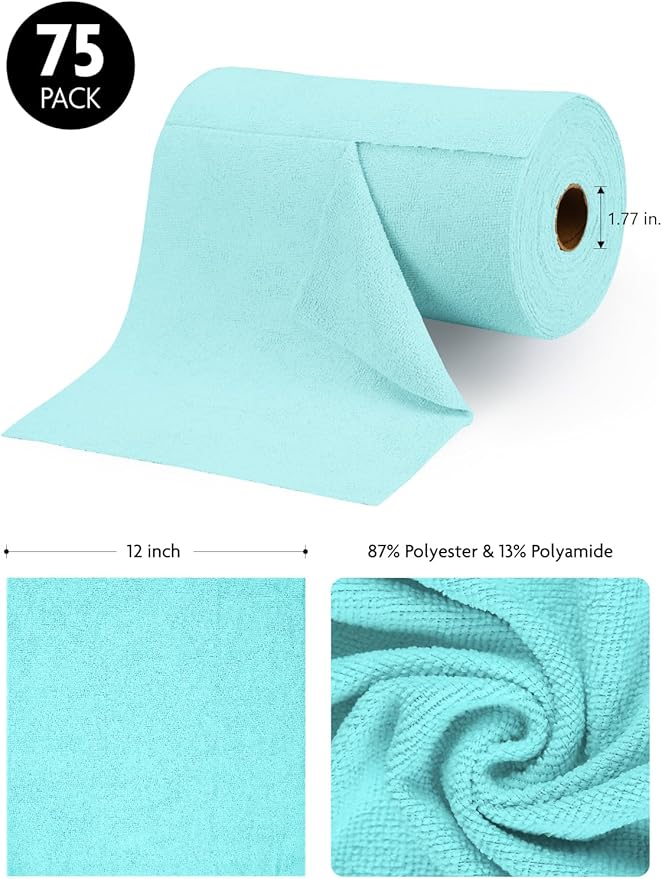 Fantasticlean Microfiber Cleaning Cloth Roll -75 Pack, Tear Away Microfiber - Image 4