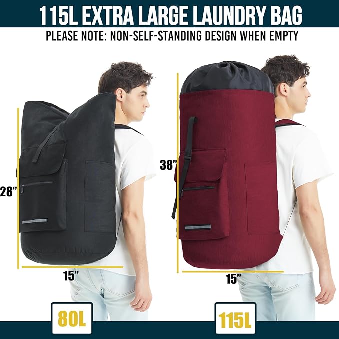 Laundry Bag With 4 Pockets，Laundry Bag With Shoulder Straps，Sturdy Laundry - Image 2