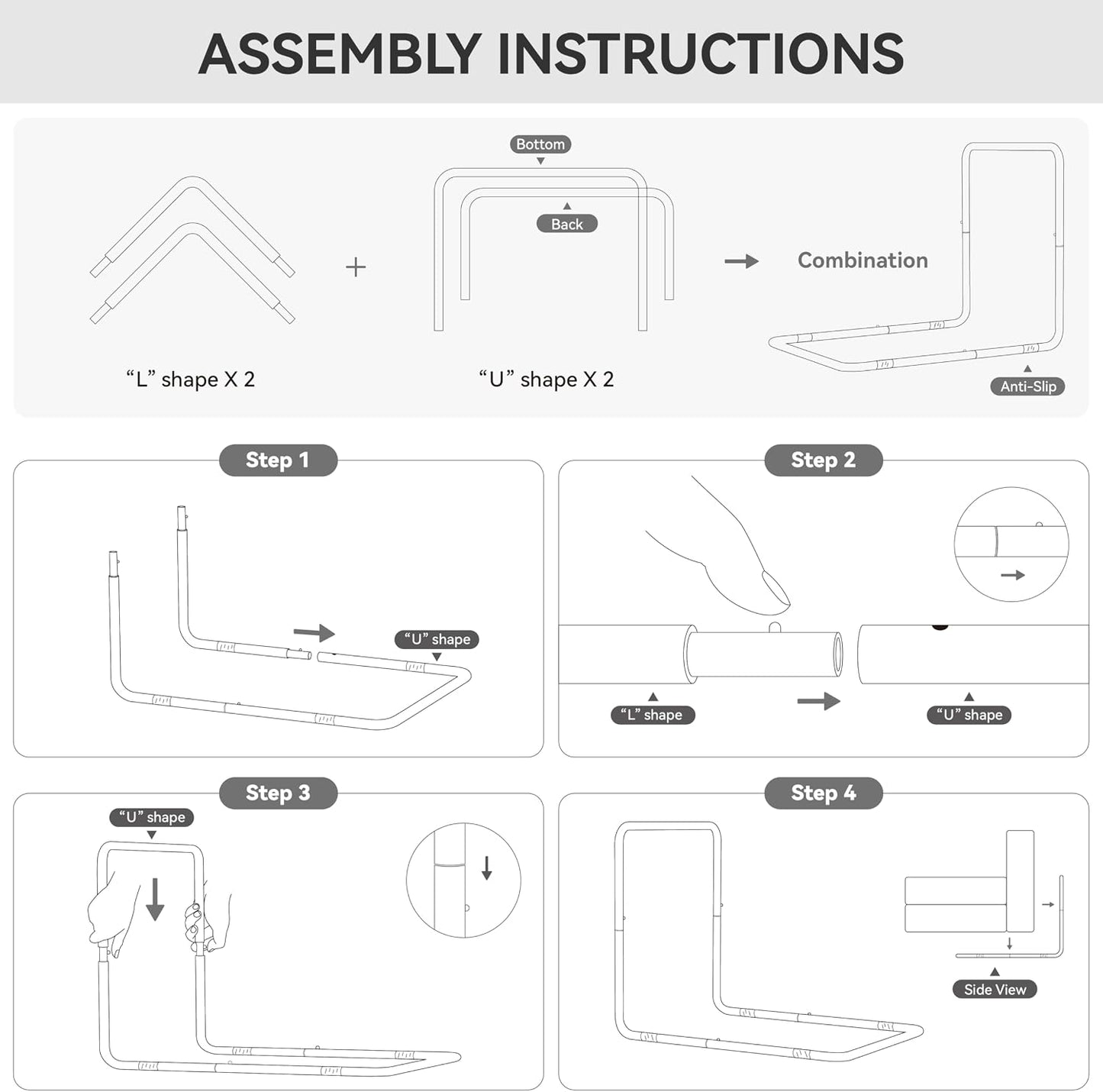 WOWMAX L-Shaped Metal Support Frame for Our Boho Floor Sofa, Freestanding Sofa Bracket Accessory, Easy Assembly, Sturdy Back Support, Sofa Not Included