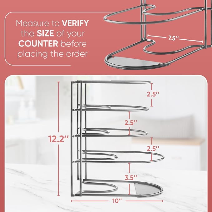 Heavy-Duty Pots and Pans Organizer | 5-Tier Cookware & Lid Storage Rack | - Image 3