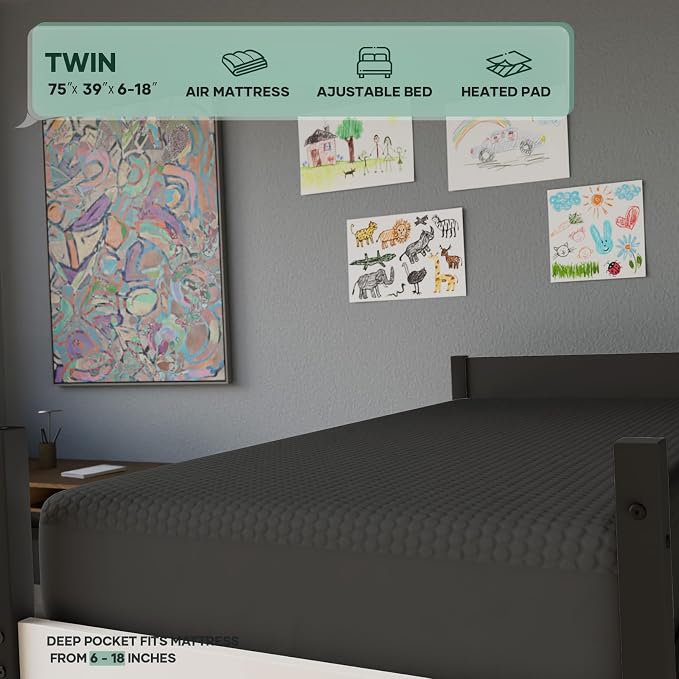 OhGeni 100% Waterproof Mattress Protector, Twin-Gray Size Mattress Pad - Image 4