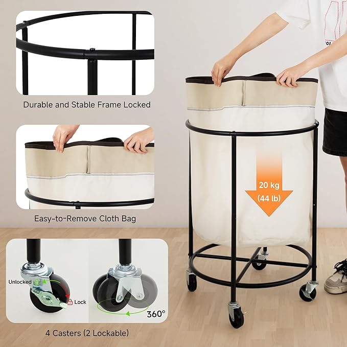 StorageWorks Rolling Laundry Basket, Laundry Hamper - Image 3