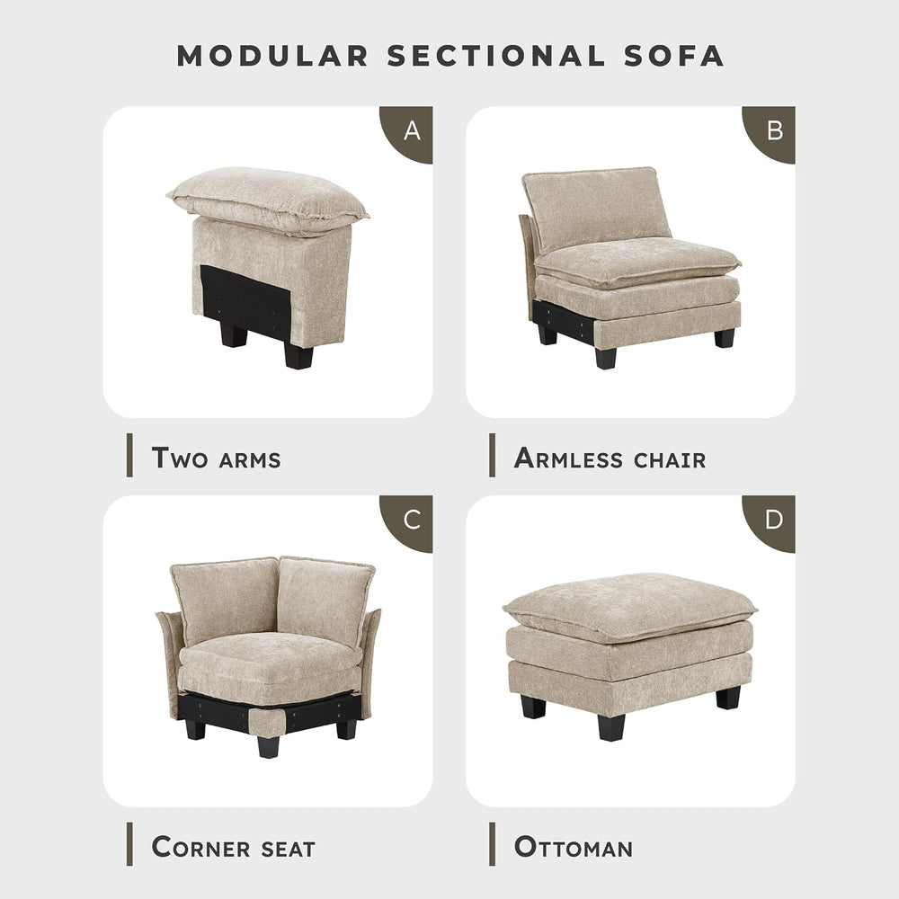 Lexicon Chenille Upholstered Rectangle Ottoman, Foot Stool, Black Faux Wood F...