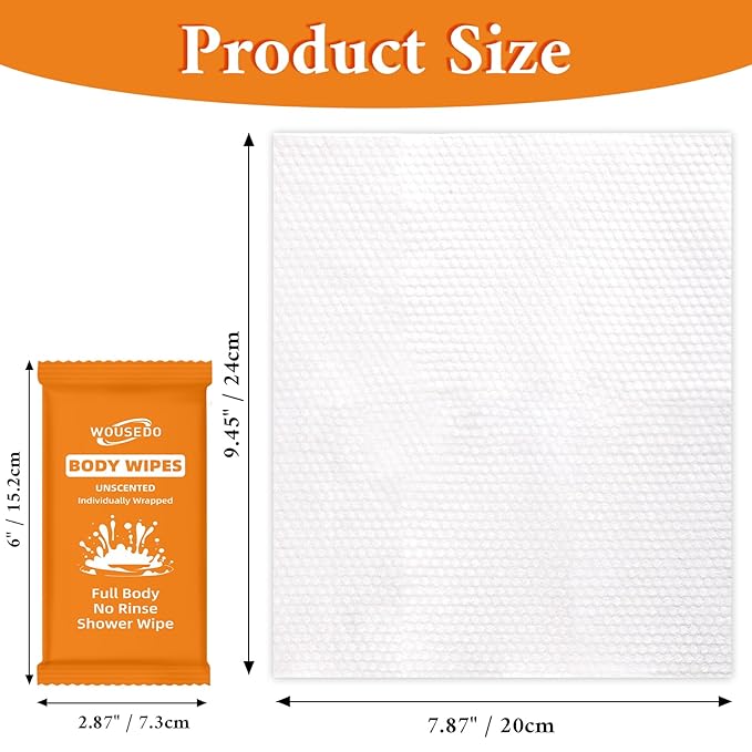 300 Pcs Ultra Thick Soft Large Body Wipes Individually Wrapped, Shower Wipes - Image 2