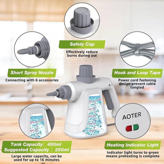 Pressurized Handheld Steam Cleaner, Portable Multi-Surface Cleaner - Image 6