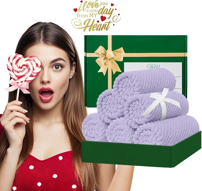 Washcloths for Showering, Thick Cotton Washcloths for Face, Lavender Face Towel - Image 5