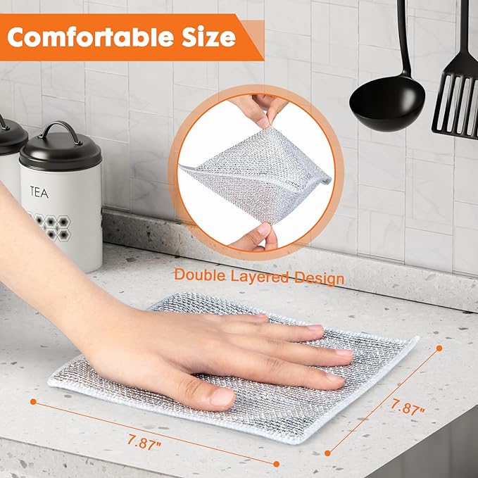 COBETE Non Scratch Wire Dishcloth, Double-Layer Wire Dishwashing Rags - Image 7