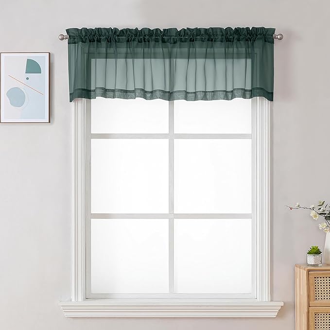 Chyhomenyc Sheer Valances for Windows 2 Pack, Small Window Curtains for Living by Chyhomenyc