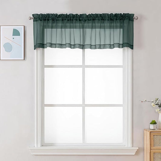 Chyhomenyc Sheer Valances for Windows 2 Pack, Small Window Curtains for Living by Chyhomenyc