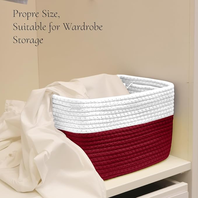 Hopegiver Woven Storage Baskets 11x8x7 Inch, 3 Pack Collapsible Cube Storage Bin - Image 4