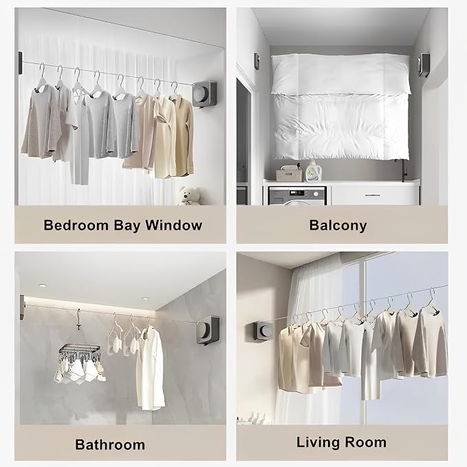 13.8ft Retractable Clothesline, Non-sag Clothesline, Indoor & Outdoor Heavy - Image 7