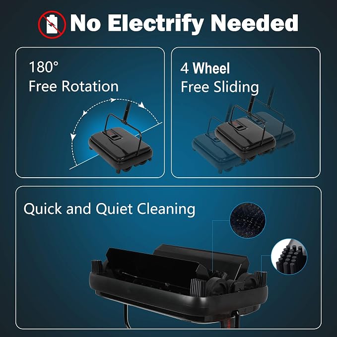 Eyliden Carpet Sweeper, Mini Size Lightweight Hand Push - Image 3