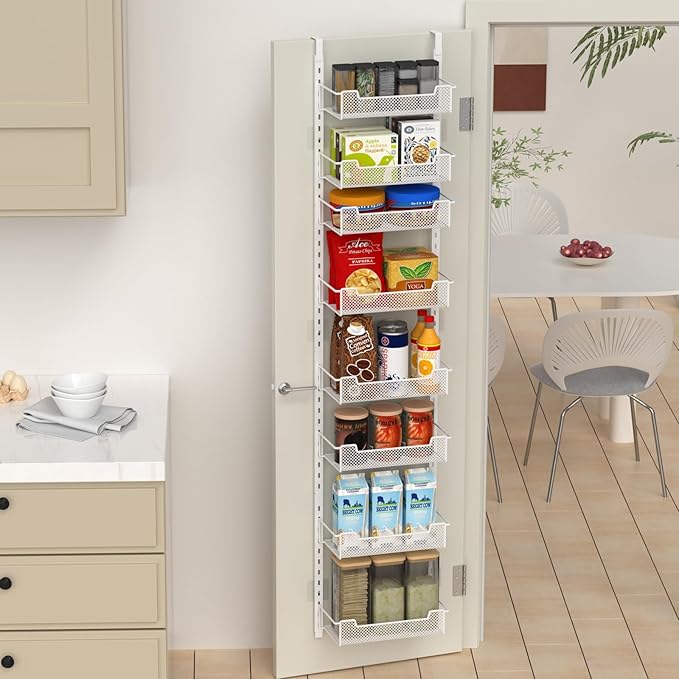 12.3" W Narrow Over the Door Pantry Organizer, 8-Tier Over the Door Organizer - Image 6