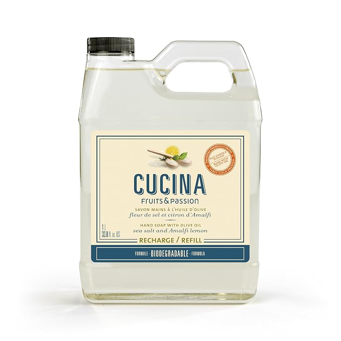 Cucina Fruits & Passion Hand Soap Refill – 1 Liter Sea Salt and Amalfi Lemon – by Cucina
