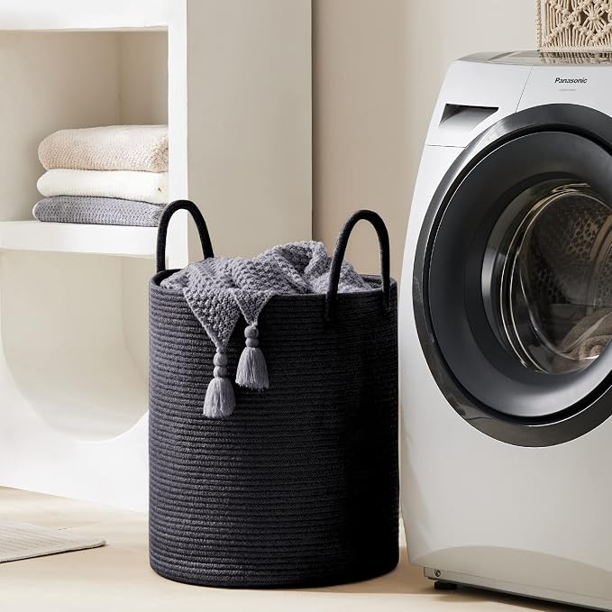 YOUDENOVA Woven Rope Laundry Hamper Basket, 72L Tall Luandry Basket, Baby - Image 6