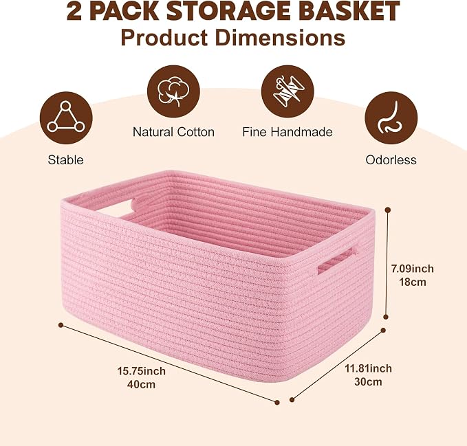 OIAHOMY Storage Basket for Shelves, Closet Cube Storage Bins Baskets for - Image 2