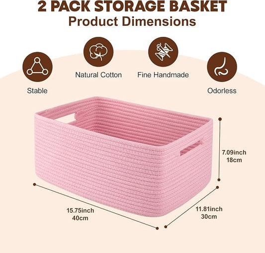 OIAHOMY Storage Basket for Shelves, Closet Cube Storage Bins Baskets for - Image 2