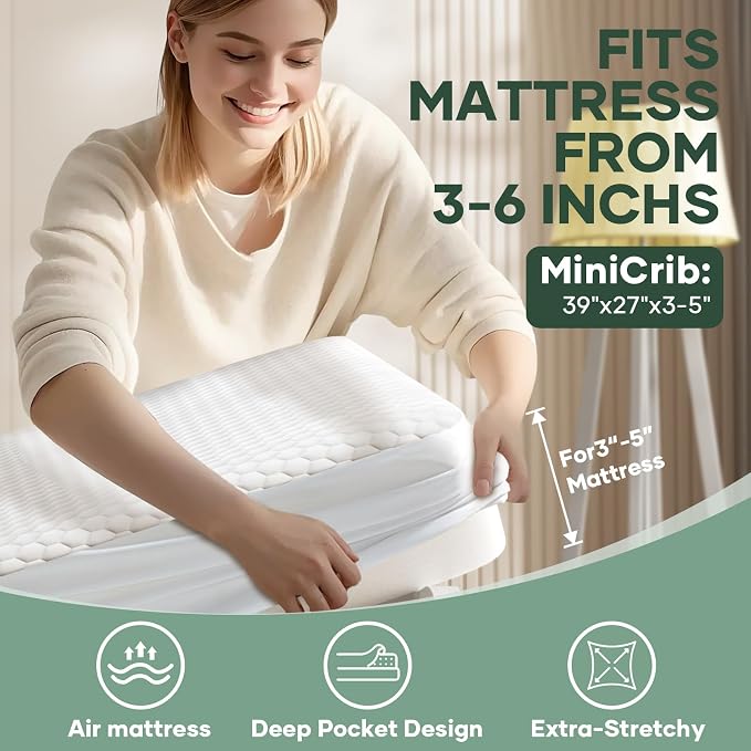 OhGeni 100% Waterproof Mattress Protector, Mini Crib Size Mattress Pad - Image 5