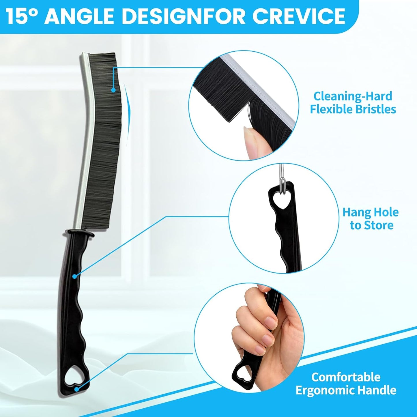 16Pcs Crevice Cleaning Brush Set, Hard Bristle Scrub Brushes Tools for Deep Cleaning Gap,Window Groove Cleaning Brush for Sliding Door, Sill, Tile Lines, Shutter, Corner, Sink, Teapot, Bottle (16 Pcs)