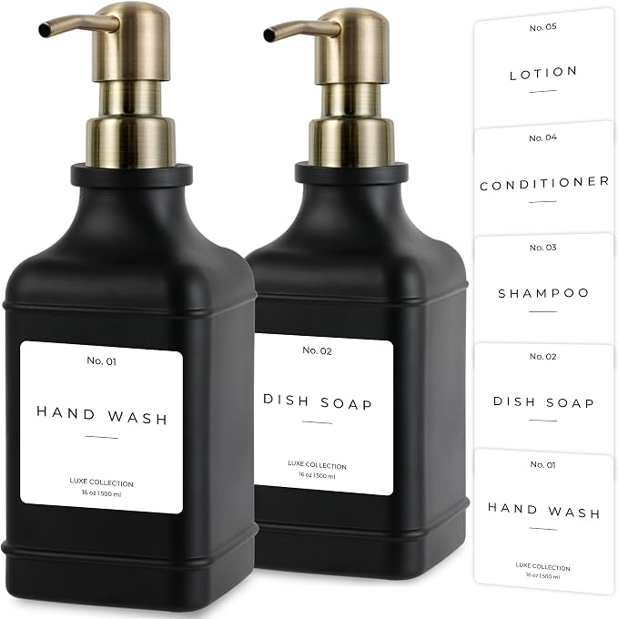 Emerson Essentials Soap Dispenser, Dish Soap Dispenser, Soap Bottle Bathroom Set by Emerson+Essentials