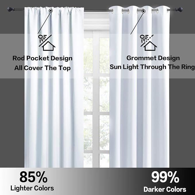 RYB HOME White Room Darkening Curtains - Image 5