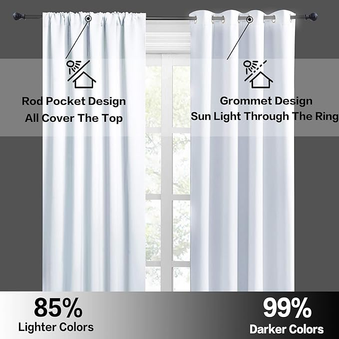 RYB HOME Short Curtains 2 Panels Set, Room Darkening Drapes Cafe Curtains Small - Image 6