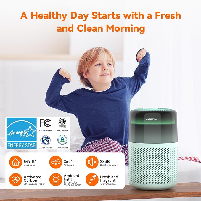 AIRROMI Air Purifier for Bedroom Home, HEPA Filter, Covers Upto 549 Ft² - Image 2