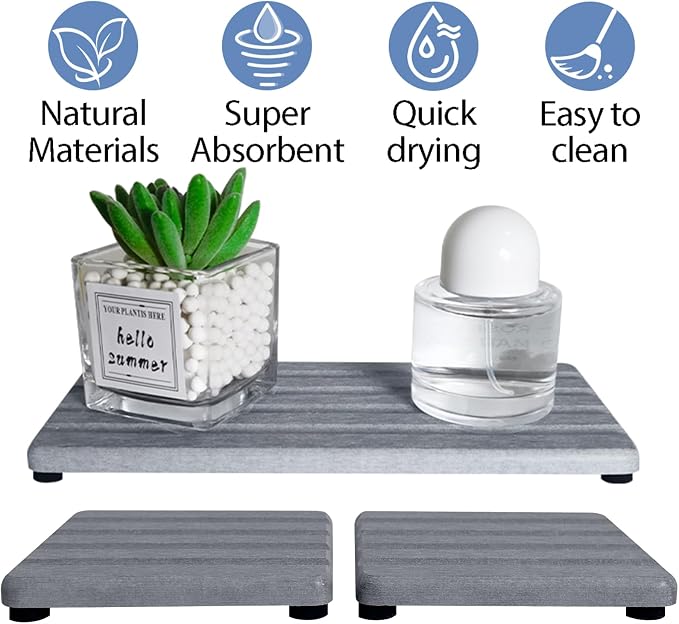 Set of 3 Diatomite Hand Soap Holder, Water Absorbing Stone Tray - Image 6