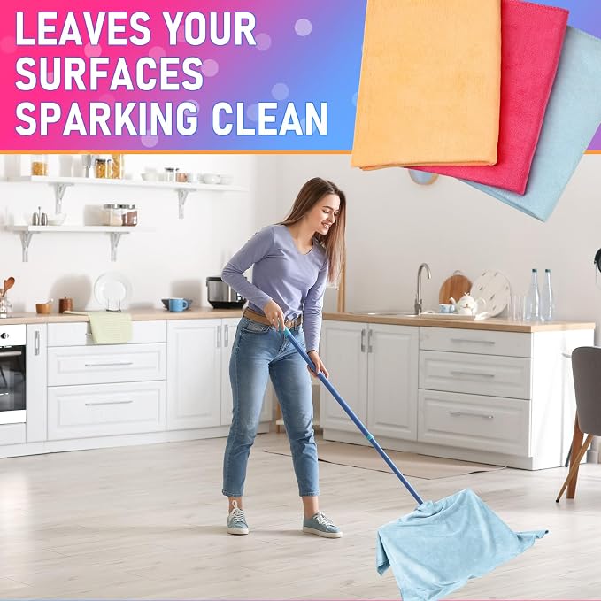 Newwiee 6 Pcs Extra Large Microfiber Cleaning Cloth 30" x 20" Washable Reusable - Image 3