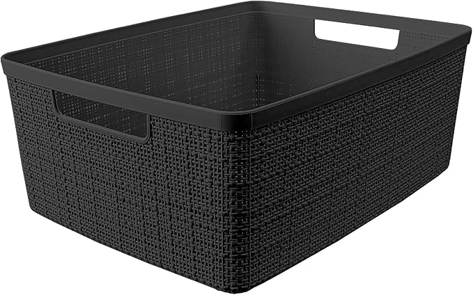 Curver Set of 6 Jute Medium Decorative Plastic Organization and Storage Baskets - Image 4
