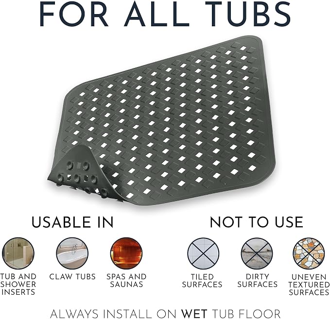 Homerella Anti Slip Shower Mat | Anti Mold Non Slip Bathtub Mat - Image 2