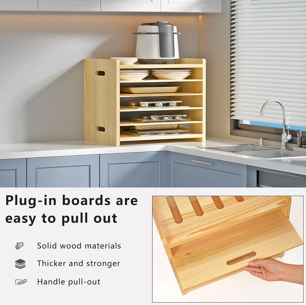 6 Tier Wooden Tray Dividers for Cabinets