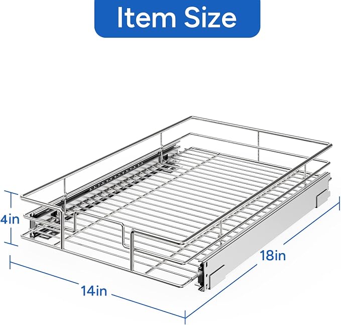 ROOMTEC Pull Out Cabinet Organizer, Cabinet Pull Out Shelves 14" W x 18&...