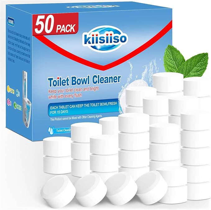 KIISIISO Toilet Bowl Cleaner Tablets 50 PACK, Automatic Bleach Toilet Tank by Long-lastingCleanToilet