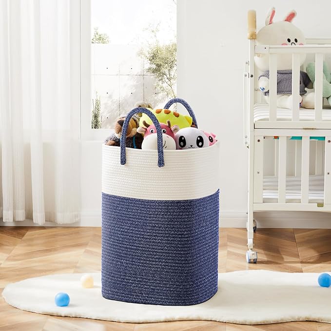Laundry Basket, Woven Cotton Rope Laundry Hamper, Versatile Storage - Image 6