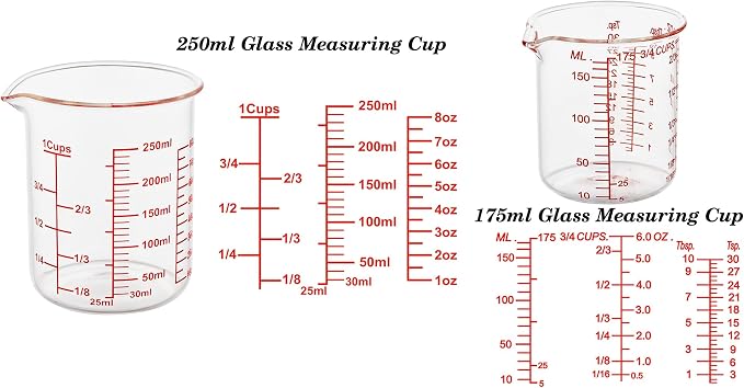 Ackers 7-Piece Glass Measuring Cup Set, Borosilicate Beaker Style Nesting - Image 7