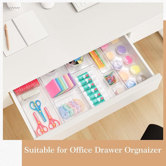 Criusia Drawer Organizer, 12 Pack Clear Plastic Kitchen Drawer Organizers Set - Image 8