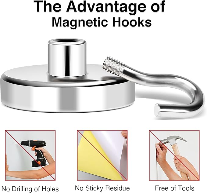 MIKEDE Magnetic Hooks Heavy Duty, 170Lbs+ Super Strong Magnet Hooks - Image 5