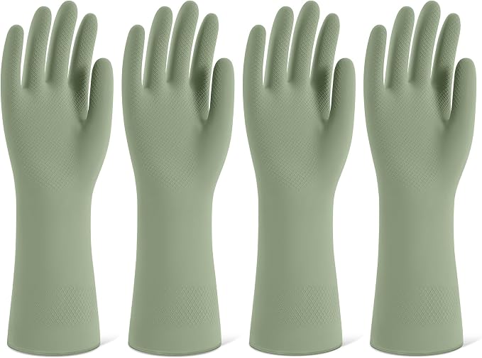 Rubber Cleaning Gloves for Dishwashing, 4 Pairs Reusable Kitchen Gloves for by Unknown