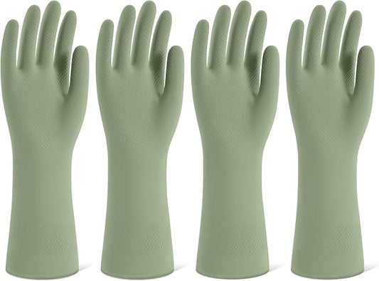 Rubber Cleaning Gloves for Dishwashing, 4 Pairs Reusable Kitchen Gloves for by Unknown