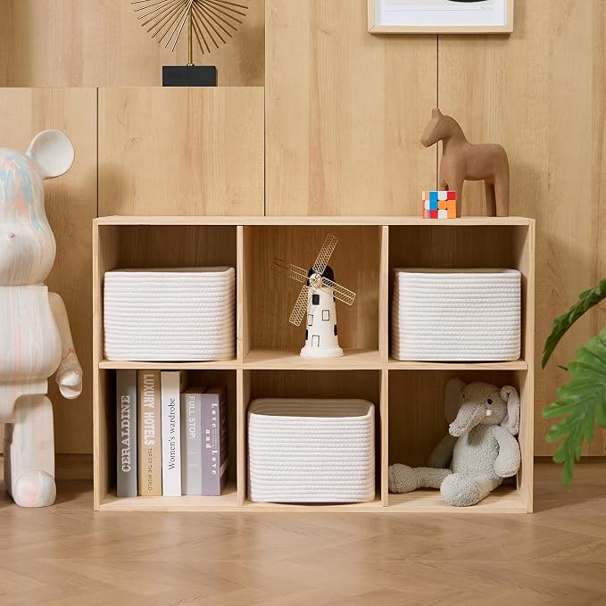 Small Organizing Baskets for Cubes Shelf, 9.7x9.7x7.1 Inch Rope Woven Storage - Image 3